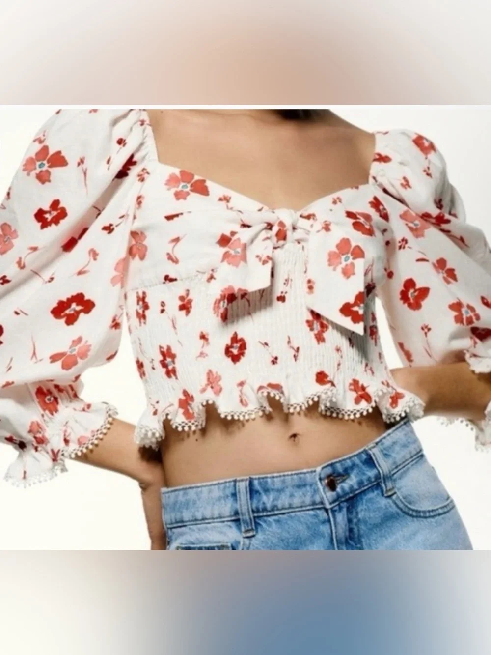 Zara Puff Sleeve Floral Top